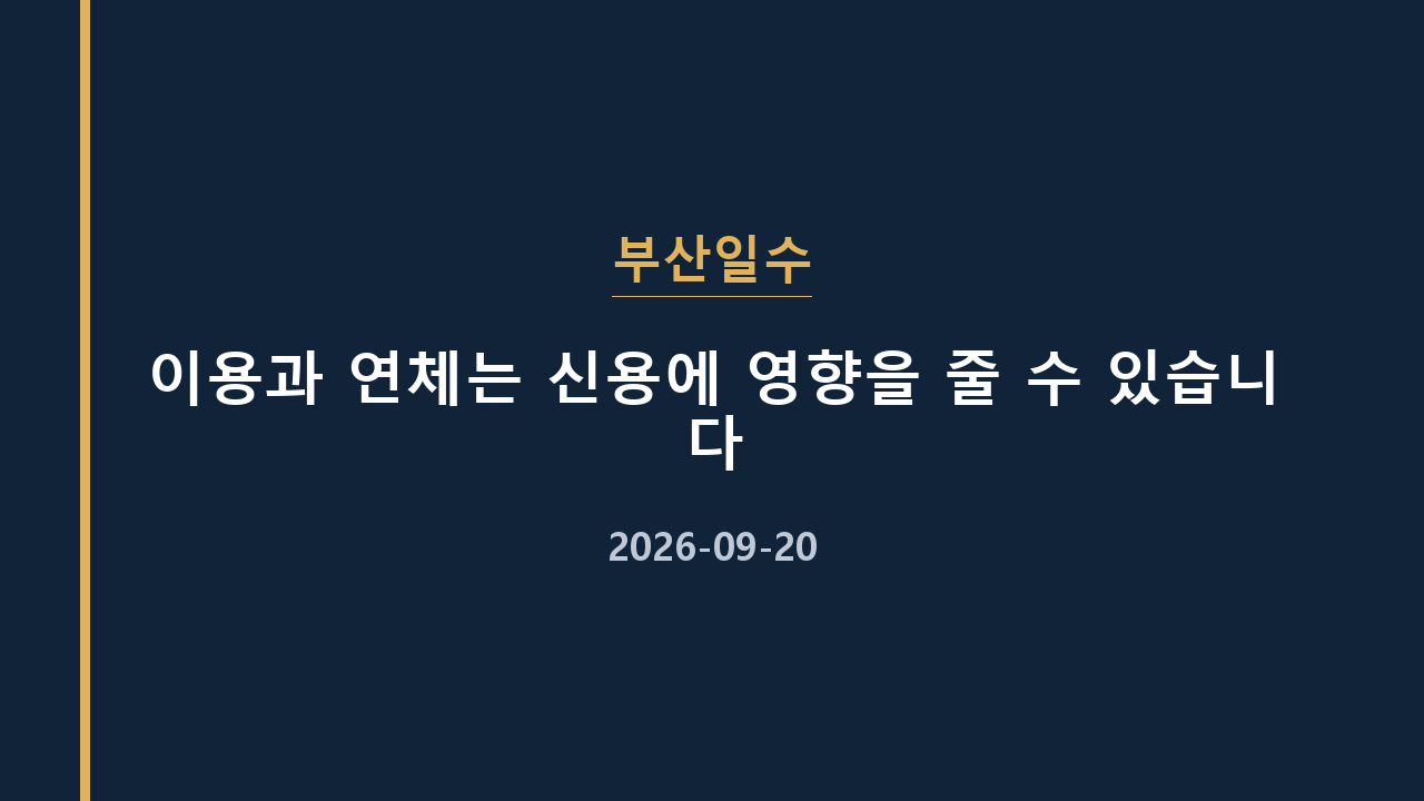 부산일수 이용과 연체는 신용에 영향을 줄 수 있습니다
