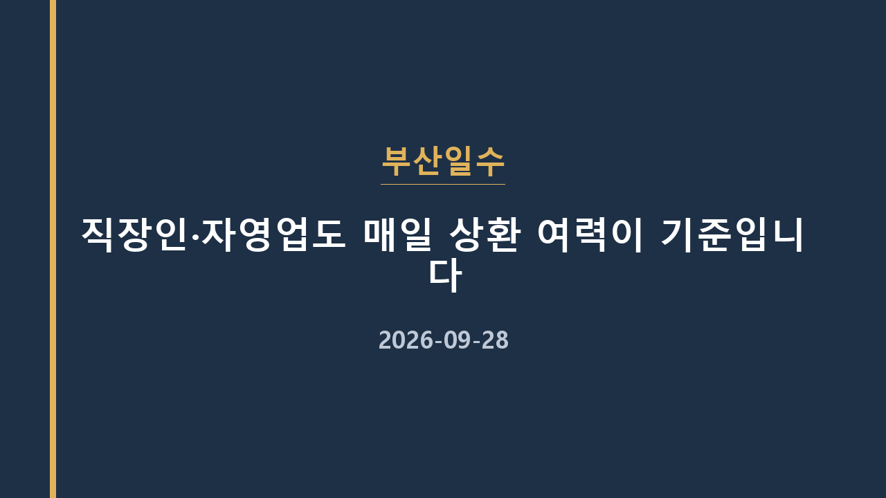 부산일수 직장인·자영업도 매일 상환 여력이 기준입니다