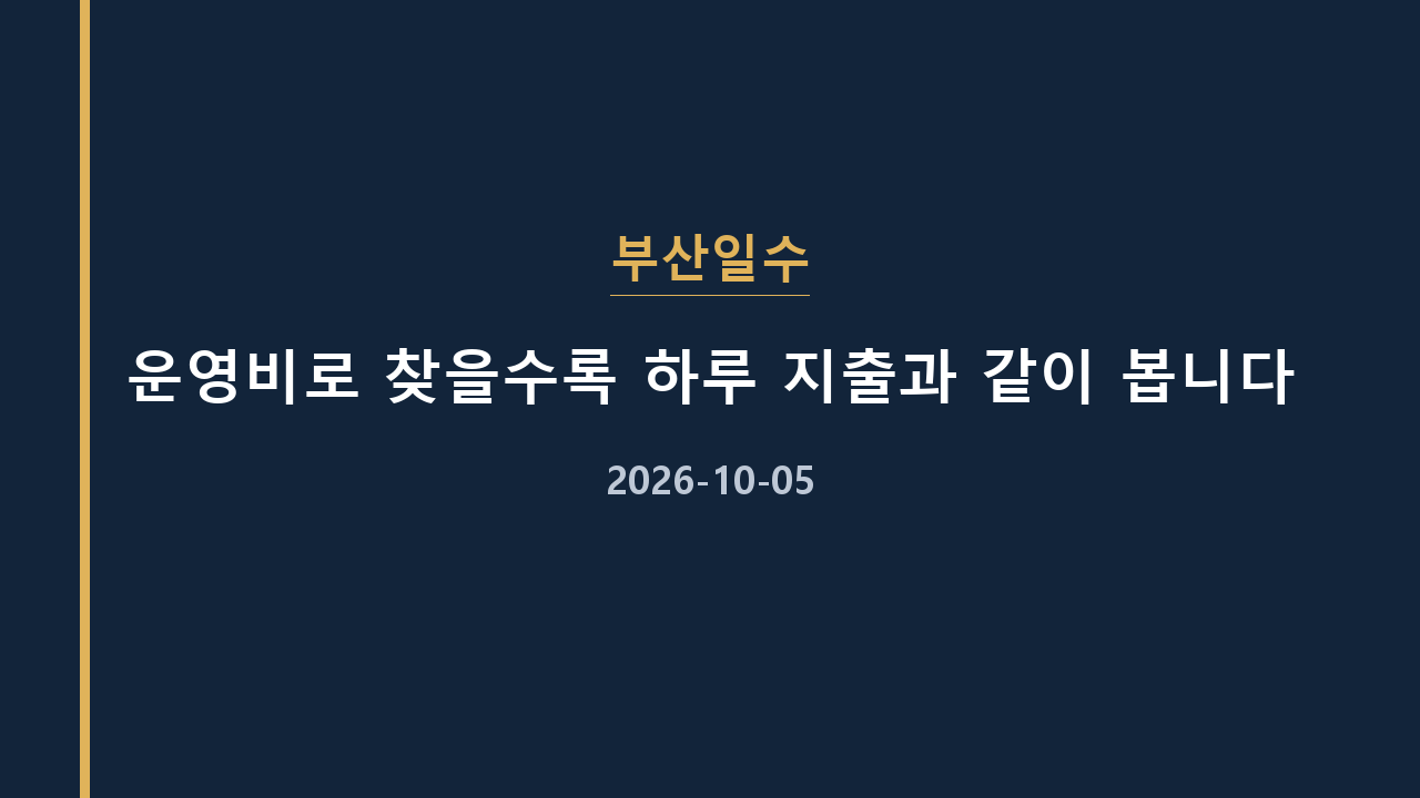 부산일수 운영비로 찾을수록 하루 지출과 같이 봅니다